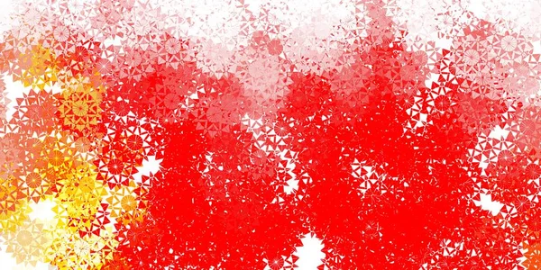 薄い赤 色の雪片と黄色のベクトルパターン 装飾的なクリスマススタイルのカラフルな雪の要素 年賀状 — ストックベクタ