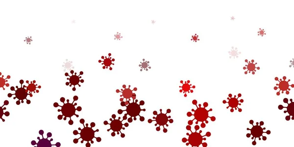 ウイルスの記号で赤いベクトルの背景を点灯します 感染フォームと抽象的なスタイルでシンプルなデザイン 危険熱に対する単純な図面 — ストックベクタ