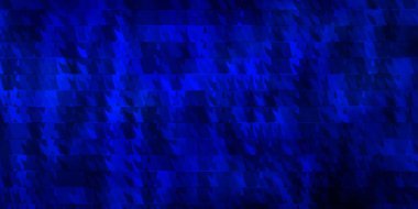 Çizgileri ve üçgenleri olan koyu mavi vektör deseni. Renkli üçgenli modern gradyan çizimi. Broşürler, broşürler için desen