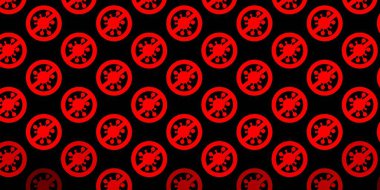 Koronavirüs elementli koyu kırmızı vektör deseni. Biyolojik değişim şekilli soyut çizimler. Salgın bilgisine karşı basit tasarım.