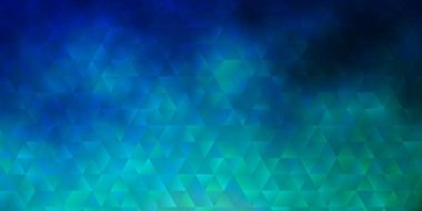 Açık mavi, çokgen tarzda yeşil vektör arkaplan. Soyut arkaplanda renkli eğimli üçgenler. Terfileriniz için tasarım.