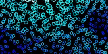 Noktalı koyu mavi vektör arkaplanı. Doğa tarzında renkli noktaları olan soyut illüstrasyon. Bir marka kitabı için yeni şablon.