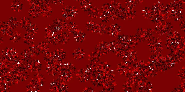薄い赤 色の雪の結晶と黄色のベクトルパターン 雪の結晶とカラフルな抽象的なイラスト 年賀状 — ストックベクタ