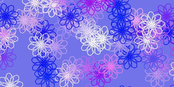 Hellblauer Gelber Vektor Doodle Hintergrund Mit Blumen Abstrakte Illustration Mit — Stockvektor