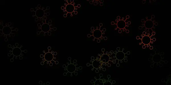 Темно Зелений Жовтий Векторний Візерунок Елементами Коронавірусу Абстрактна Ілюстрація Біологічними — стоковий вектор