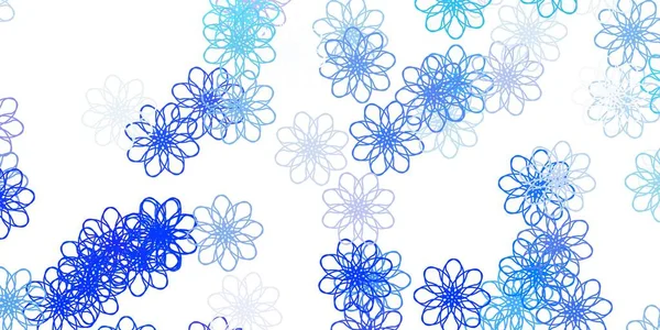 Luz Padrão Doodle Vetor Azul Com Flores Gradiente Flores Abstratas —  Vetores de Stock