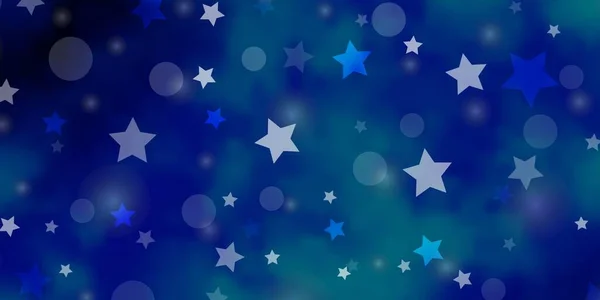 Luz Azul Vector Fondo Con Círculos Estrellas — Vector de stock