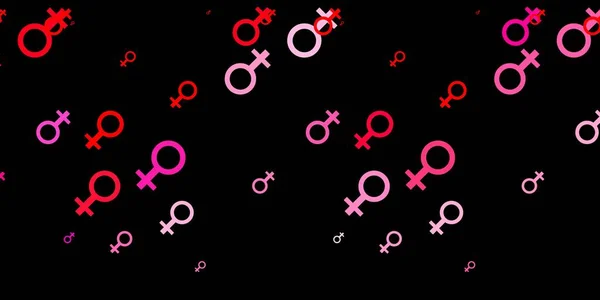 Koyu Kırmızı Vektör Şablonu Kadını Işaretleri Kadınların Güç Güç Göstergelerini — Stok Vektör