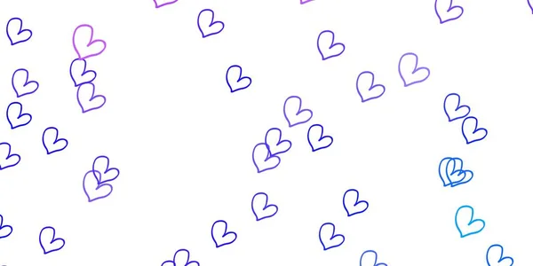 Light Purple Vektor Hintergrund Mit Herzen Verschwommenes Dekoratives Design Doodle — Stockvektor