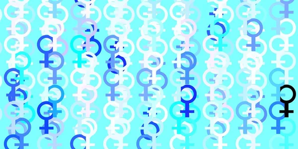 Rosa Claro Fondo Vector Azul Con Símbolos Poder Mujer Diseño — Archivo Imágenes Vectoriales