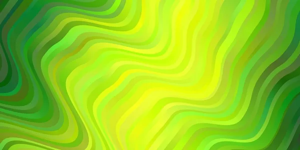 Hellgrüner Gelber Vektorhintergrund Mit Gebogenen Linien Illustration Abstrakten Stil Mit — Stockvektor