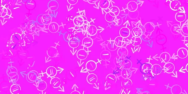 Světle Fialový Růžový Vektorový Vzor Feministickými Prvky Ilustrace Známkami Ženské — Stockový vektor