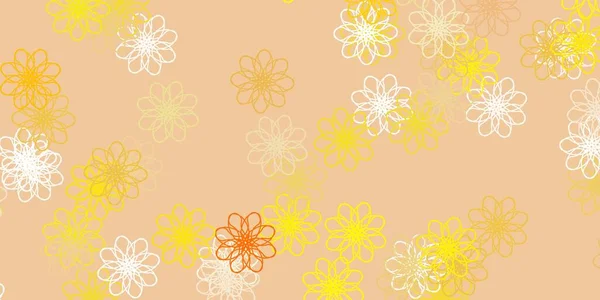 Hellgelbe Vektor Doodle Vorlage Mit Blumen Modernes Design Mit Farbverlauf — Stockvektor