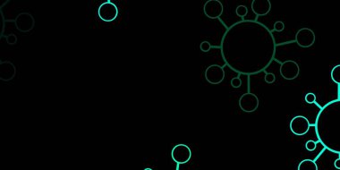 Koronavirüs elementli koyu yeşil vektör deseni. Dekoratif tarzında renkli işaretleri olan akıllı illüstrasyon. Salgın bilgisine karşı basit tasarım.