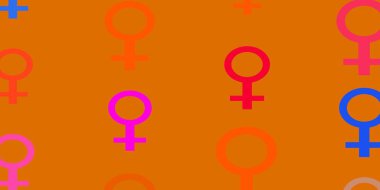Feminizm elementleriyle ışık çok renkli vektör deseni. Değişken feminizm şekilli renkli bir illüstrasyon. Uygulamalar için yeni tasarım.