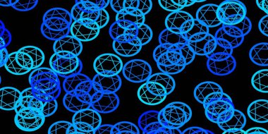 Sihirli elementlerle koyu mavi vektör deseni. Gradyan simya şekilli renkli bir illüstrasyon. Doğaüstü tasvirler için basit tasarım.