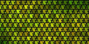 Açık yeşil, çokgen şekilli sarı vektör deseni. Üçgen şekilli ışıltılı soyut çizimler. Reklamlar için desen.