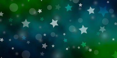 Koyu mavi, sarı vektör desenli daireler, yıldızlar.