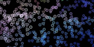 Koyu mavi, dini sembollü kırmızı vektör dokusu. Gradyan simya şekilli renkli bir illüstrasyon. Gizemli, mistik tasarımlar için arkaplan.