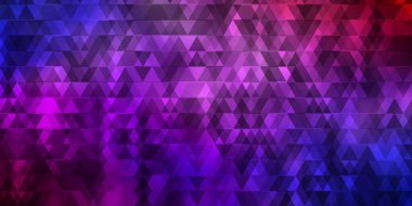 Açık mavi, çizgileri ve üçgenleri olan kırmızı vektör şablonu. Renkli üçgenli modern gradyan çizimi. Terfileriniz için tasarım.