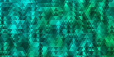 Açık yeşil vektör arkaplanı, çizgiler, üçgenler. Renkli üçgenli modern gradyan çizimi. Broşürler, broşürler için desen