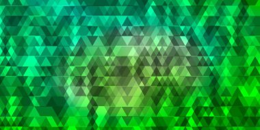 Açık yeşil çizgileri ve üçgenleri olan bir şablon. Renkli üçgenlerle soyut çizimler yaparak. Broşürler, broşürler için desen
