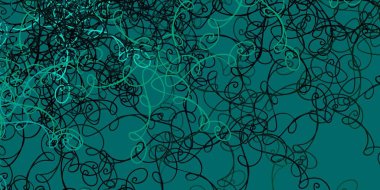 Açık yeşil arkaplan ve eğri çizgiler. Eğri çizgileri olan renkli çizimler. İş broşürleri, broşürler için desen