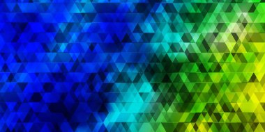Açık mavi, yeşil vektör arkaplan, çizgiler, üçgenler. Basit bir şekilde üçgenli renkli bir çizim. Terfileriniz için tasarım.