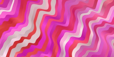 Çizgileri olan açık pembe vektör arkaplanı. Eğimli yay ile soyut illüstrasyon. Broşürler, broşürler için desen.