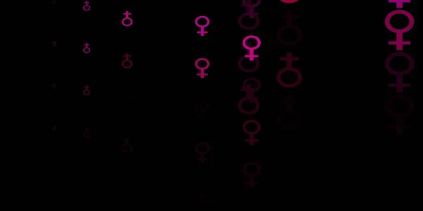 Ciemnoróżowy Wzór Wektorowy Elementami Feminizmu Kolorowe Symbole Feminizmu Gradientem Nowoczesnym — Wektor stockowy