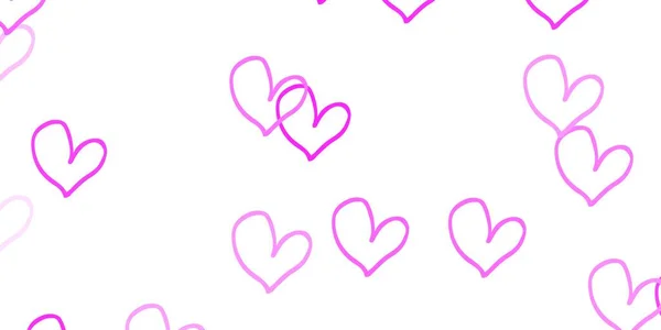 Светло Розовый Векторный Фон Сердцем Декоративная Сияющая Иллюстрация Сердцами Абстрактном — стоковый вектор