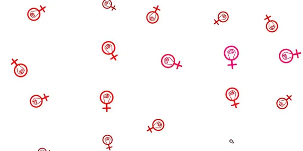 Lichtroze Vectorpatroon Met Feministische Elementen Illustratie Met Tekenen Van Kracht — Stockvector