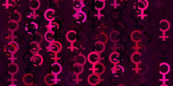 Feminizm Elementleriyle Açık Pembe Vektör Deseni Değişken Feminizm Şekilli Renkli — Stok Vektör