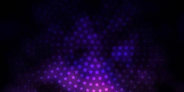Dark Purple Vector Background Small Big Stars — Stock Vector