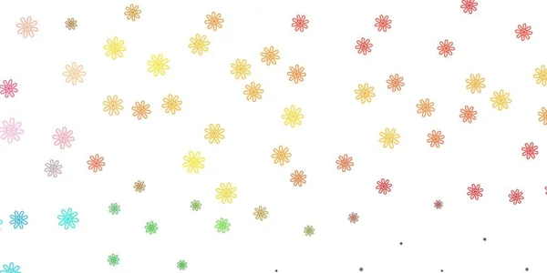 Luz Multicolor Fundo Vetor Doodle Com Flores Ilustração Com Flores — Vetor de Stock