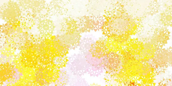 Hellrosa Gelbes Vektormuster Mit Farbigen Schneeflocken Abstraktes Gefälle Bunte Schneeflocken — Stockvektor