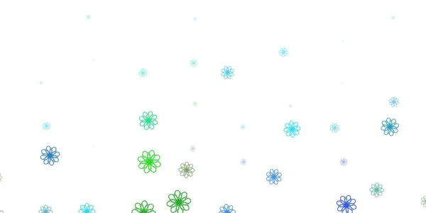 Bleu Clair Vecteur Vert Fond Naturel Avec Des Fleurs Illustration — Image vectorielle