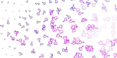 Açık Mor, kadın sembollü pembe vektör arkaplan. Kadınların güç ve güç göstergelerini gösteren bir ilüzyon. Uluslararası Kadınlar Günü için Tasarım