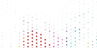 Disklerle ışık çok renkli vektör dokusu. Baloncuklu gradyan tarzda soyut dekoratif tasarım. Duvar kağıtları, perdeler için desen.