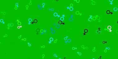 Açık mavi, feminizm unsurlu yeşil vektör deseni. Değişken feminizm şekilli renkli bir illüstrasyon. Kadınların gücünü göstermek için en iyi tasarım..