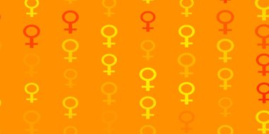 Feminizm elementleriyle açık sarı vektör deseni. Kadın gücünün resmedildiği soyut bir çizim. ui tasarımcıları için arkaplan.