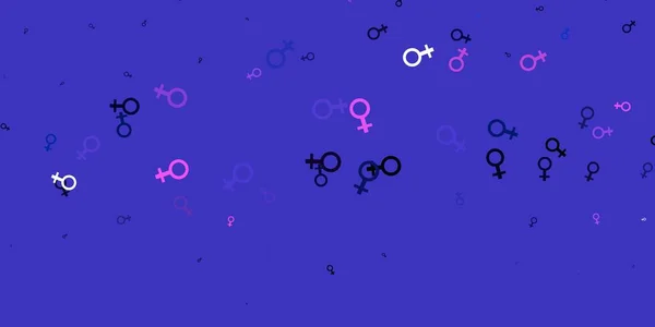 Világos Rózsaszín Kék Vektor Minta Feminista Elemekkel Absztrakt Illusztráció Nők — Stock Vector
