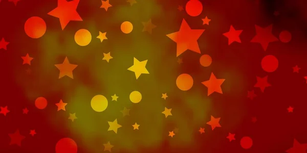 Rojo Oscuro Plantilla Vector Amarillo Con Círculos Estrellas — Archivo Imágenes Vectoriales