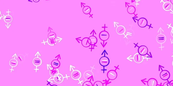 Textura Vectorial Rosa Claro Con Símbolos Derechos Mujer Diseño Sencillo — Vector de stock