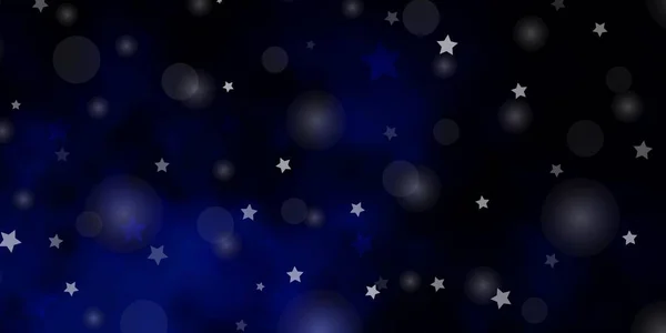Dunkelblaue Vektortextur Mit Kreisen Sternen — Stockvektor