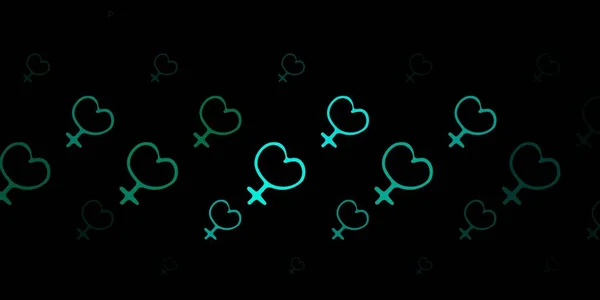 Σκούρο Μπλε Πράσινο Διάνυσμα Φόντο Σύμβολα Δύναμη Της Γυναίκας Εικονογράφηση — Διανυσματικό Αρχείο