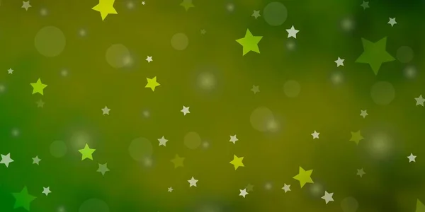 Verde Claro Layout Vetorial Amarelo Com Círculos Estrelas — Vetor de Stock