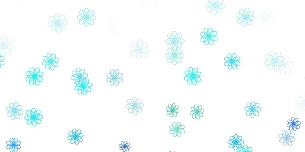 Bleu Clair Texture Vectorielle Verte Doodle Avec Des Fleurs Illustration — Image vectorielle