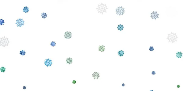 Světle Modrý Zelený Vektor Krásné Sněhové Vločky Pozadí Květinami Přechod — Stockový vektor
