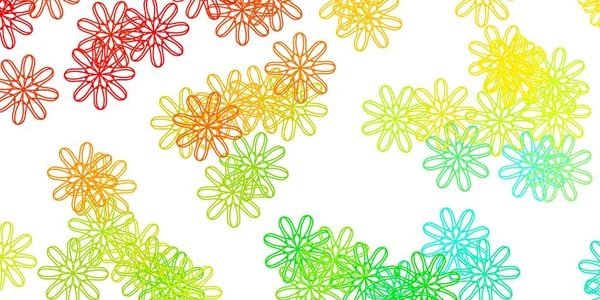 Hellgrüner Roter Vektor Doodle Hintergrund Mit Blumen Farbverlauf Bunte Abstrakte — Stockvektor